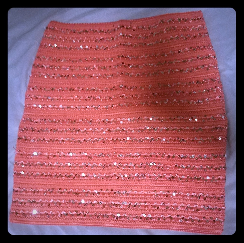 Salmon Sequin Mini Skirt